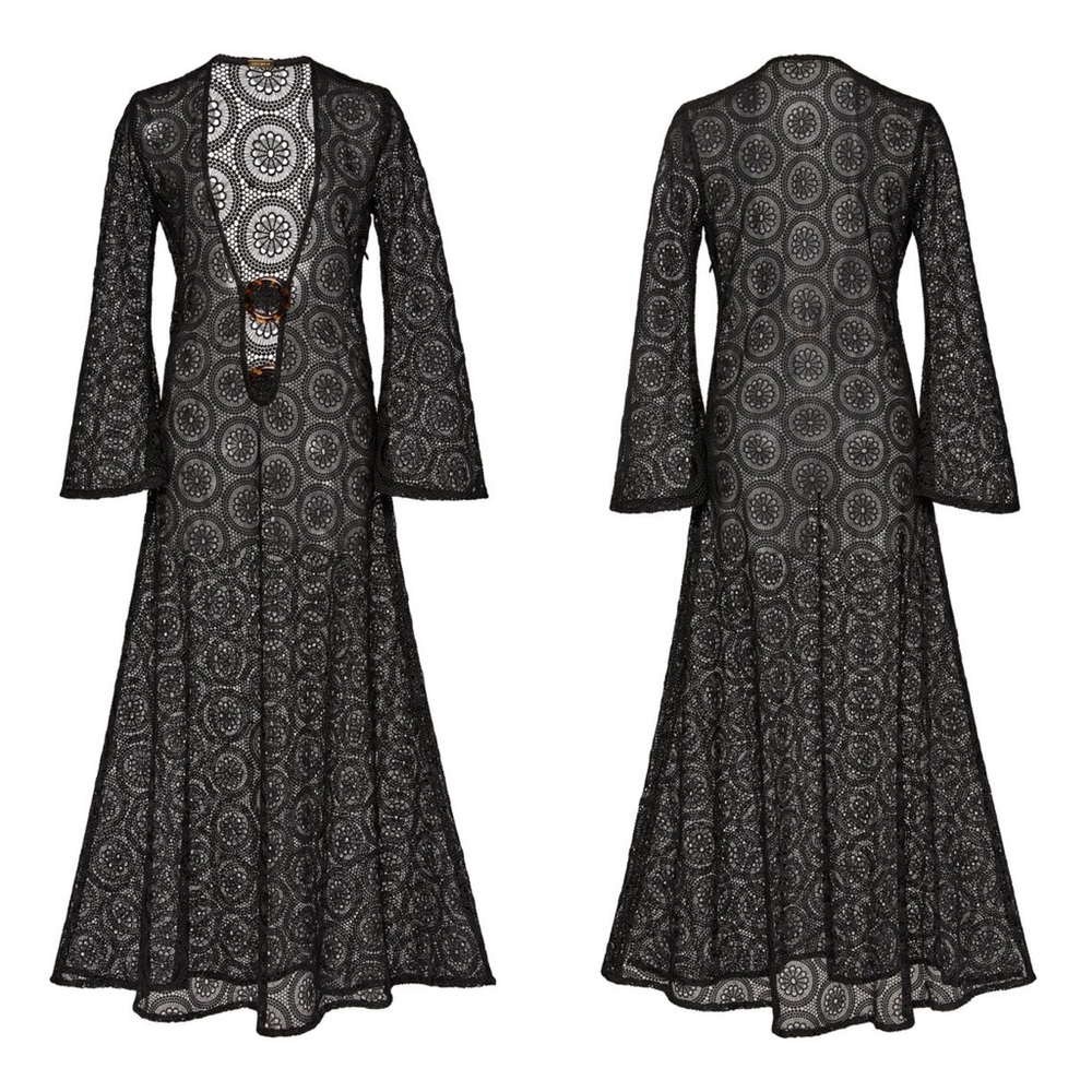 Dodo Bar Or | Jane Long Dress Lace Crochet Coverup Dress Black Medium